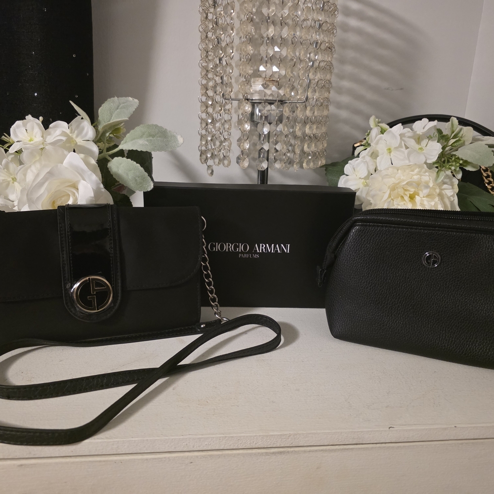 Giorgio Armani Elegant Black Clutch and Wristlet